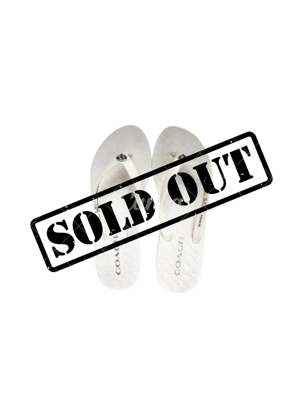 COACH Abbigail White Rubber Flip Flops Signature Logo Size 8 Sandals